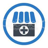 Drugstore flat smooth blue colors rounded glyph icon