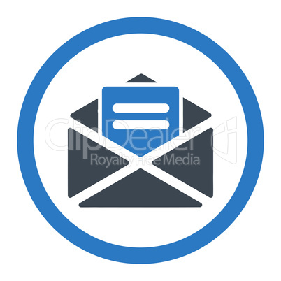 Open mail flat smooth blue colors rounded glyph icon