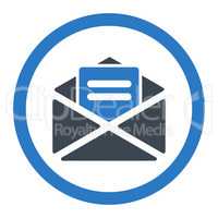 Open mail flat smooth blue colors rounded glyph icon