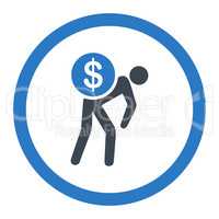 Money courier flat smooth blue colors rounded glyph icon