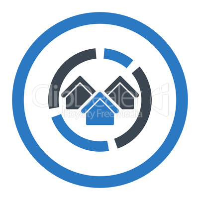 Realty diagram flat smooth blue colors rounded glyph icon