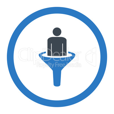 Sales funnel flat smooth blue colors rounded glyph icon