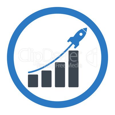 Startup sales flat smooth blue colors rounded glyph icon