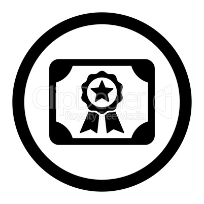 Certificate flat black color rounded glyph icon