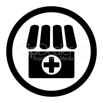 Drugstore flat black color rounded glyph icon