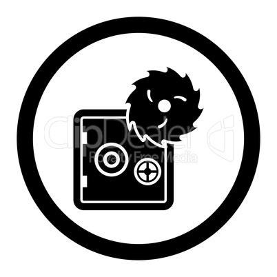 Hacking theft flat black color rounded glyph icon