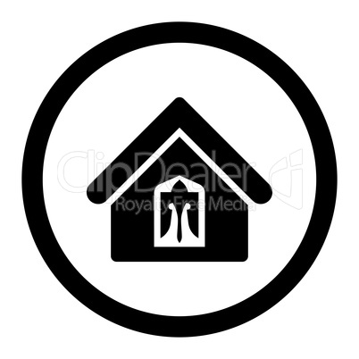 Home flat black color rounded glyph icon