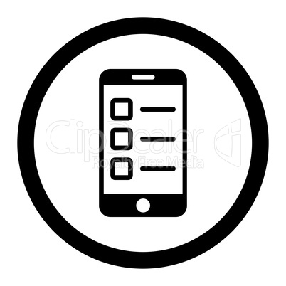 Mobile test flat black color rounded glyph icon