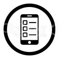 Mobile test flat black color rounded glyph icon