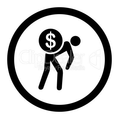 Money courier flat black color rounded glyph icon