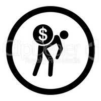 Money courier flat black color rounded glyph icon