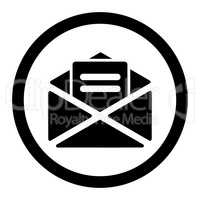 Open mail flat black color rounded glyph icon
