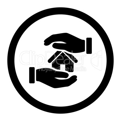 Realty insurance flat black color rounded glyph icon