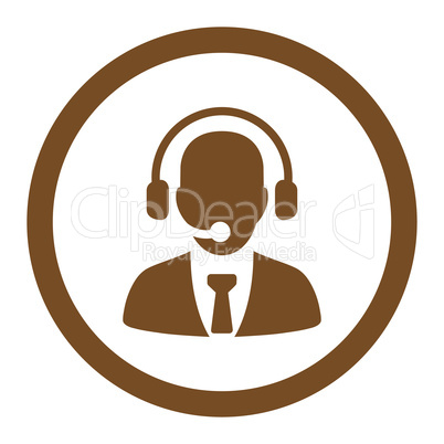 Call center flat brown color rounded glyph icon