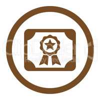 Certificate flat brown color rounded glyph icon