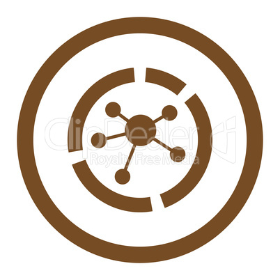 Connections diagram flat brown color rounded glyph icon