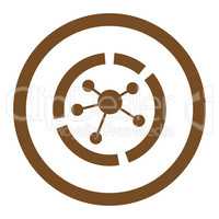 Connections diagram flat brown color rounded glyph icon