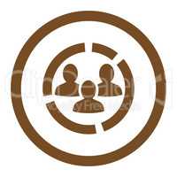 Demography diagram flat brown color rounded glyph icon