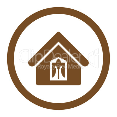 Home flat brown color rounded glyph icon