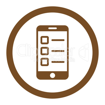 Mobile test flat brown color rounded glyph icon