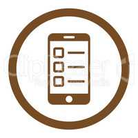 Mobile test flat brown color rounded glyph icon