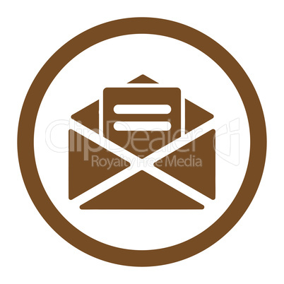 Open mail flat brown color rounded glyph icon