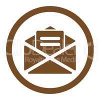 Open mail flat brown color rounded glyph icon