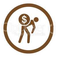 Money courier flat brown color rounded glyph icon