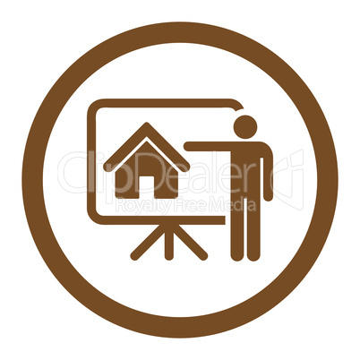 Realtor flat brown color rounded glyph icon