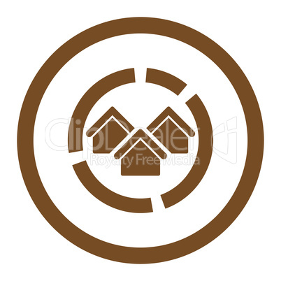 Realty diagram flat brown color rounded glyph icon