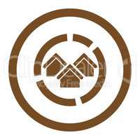 Realty diagram flat brown color rounded glyph icon