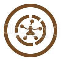 Relations diagram flat brown color rounded glyph icon