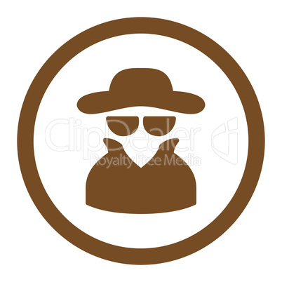 Spy flat brown color rounded glyph icon
