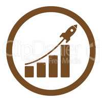 Startup sales flat brown color rounded glyph icon