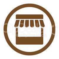 Store flat brown color rounded glyph icon