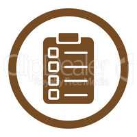 Test task flat brown color rounded glyph icon