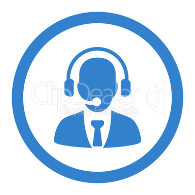 Call center flat cobalt color rounded glyph icon