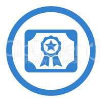 Certificate flat cobalt color rounded glyph icon