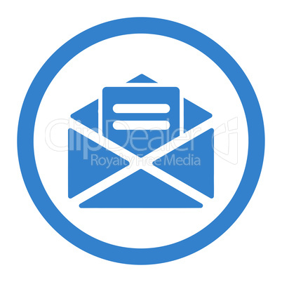 Open mail flat cobalt color rounded glyph icon
