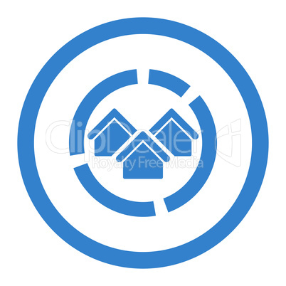 Realty diagram flat cobalt color rounded glyph icon