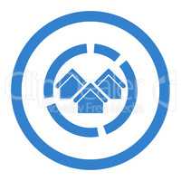 Realty diagram flat cobalt color rounded glyph icon