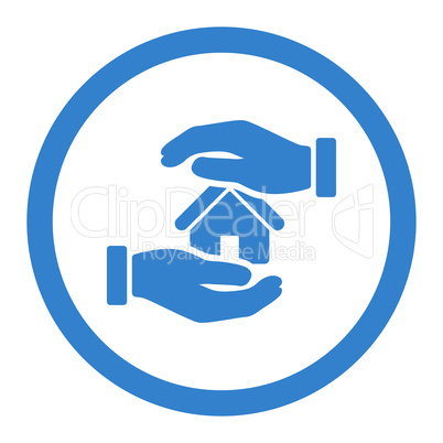 Realty insurance flat cobalt color rounded glyph icon