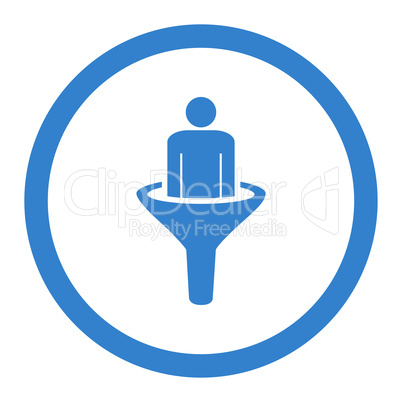 Sales funnel flat cobalt color rounded glyph icon