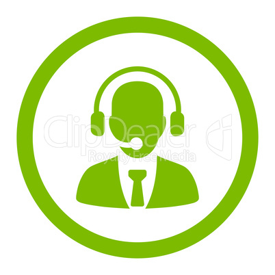 Call center flat eco green color rounded glyph icon