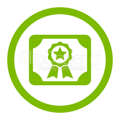 Certificate flat eco green color rounded glyph icon