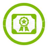 Certificate flat eco green color rounded glyph icon