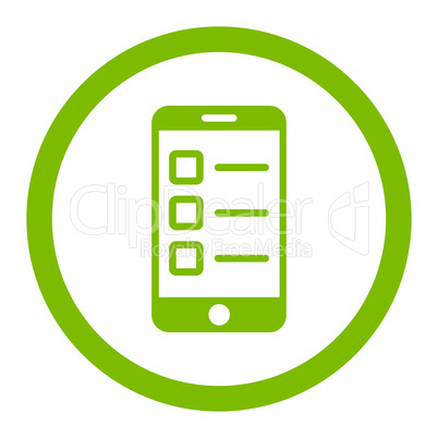 Mobile test flat eco green color rounded glyph icon