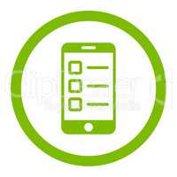 Mobile test flat eco green color rounded glyph icon