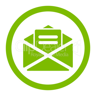 Open mail flat eco green color rounded glyph icon