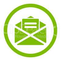 Open mail flat eco green color rounded glyph icon